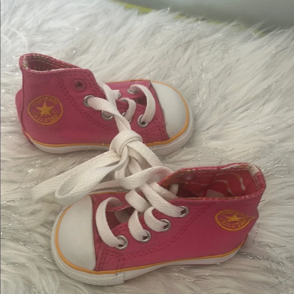 Converse Pink and White High-Top Sneakers